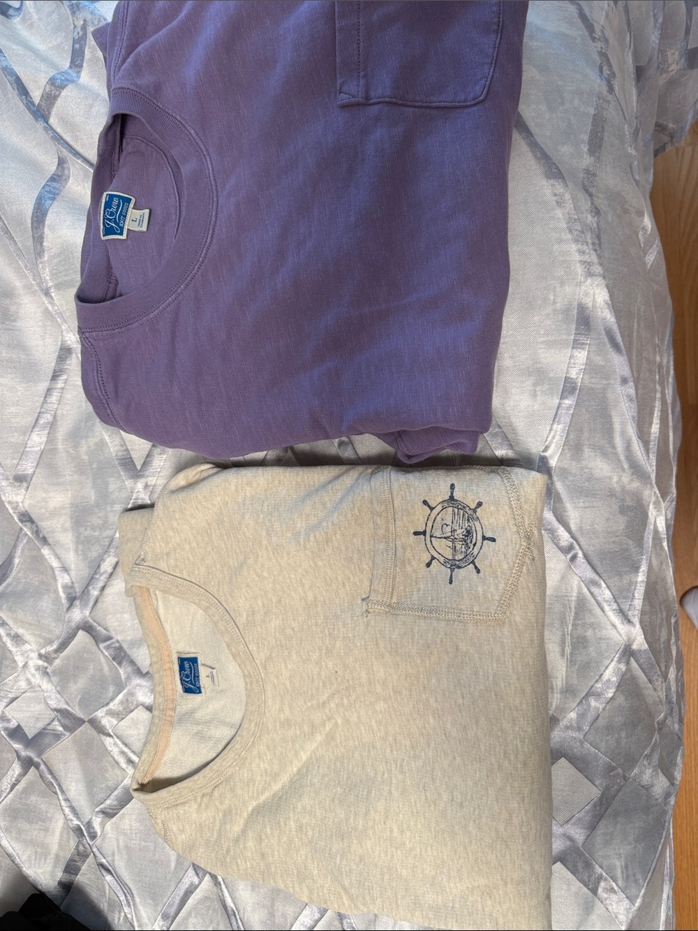 J. Crew Purple and Light Gray Crewneck Sweatshirts (2)